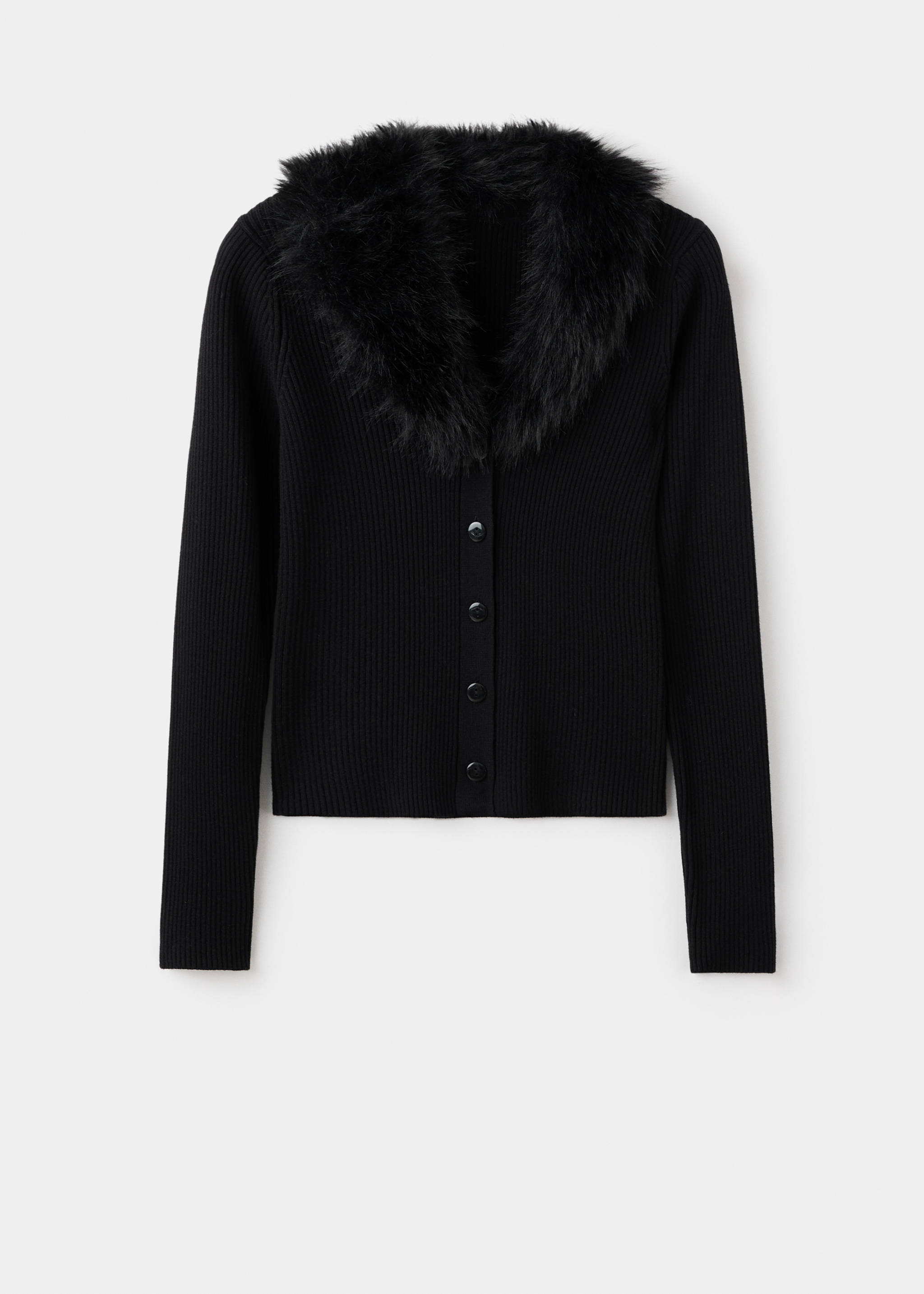 Cardigan with faux-fur collar - Article without model
