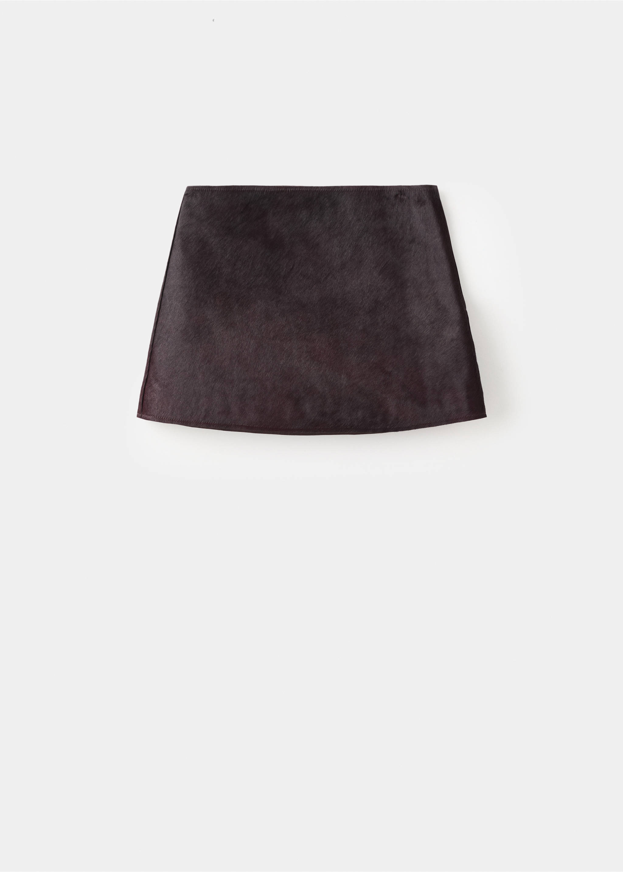 Leather mini-skirt with fur - Article without model, Maroon. Ref: 17097798-00.