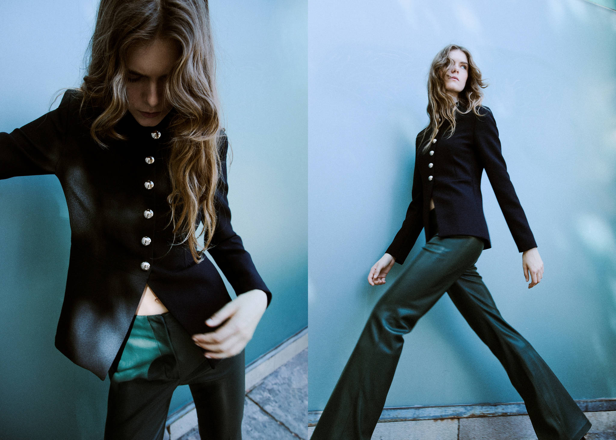 Faux-leather flared trousers - Panoramic plane