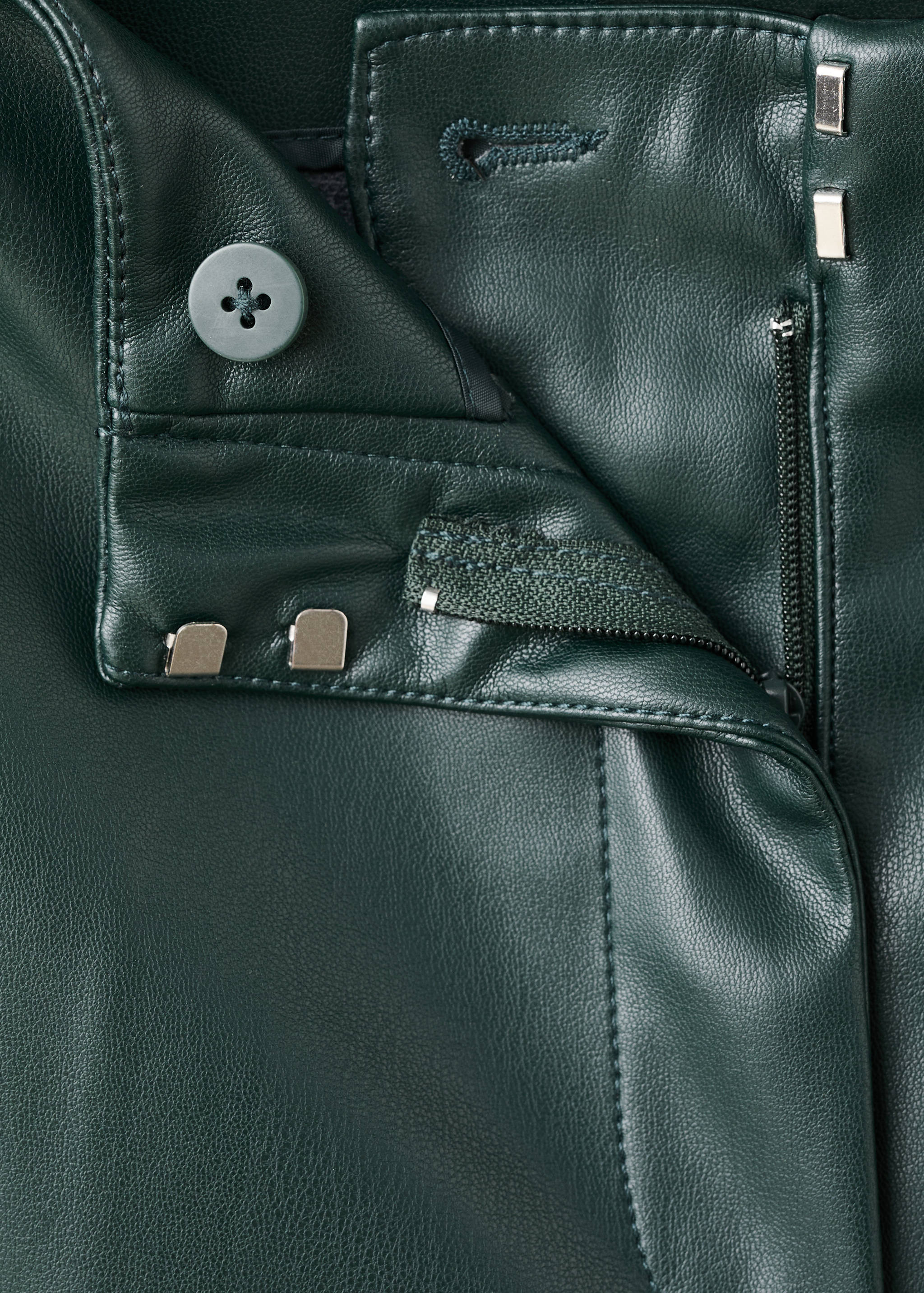 皮革质感喇叭裤 - null