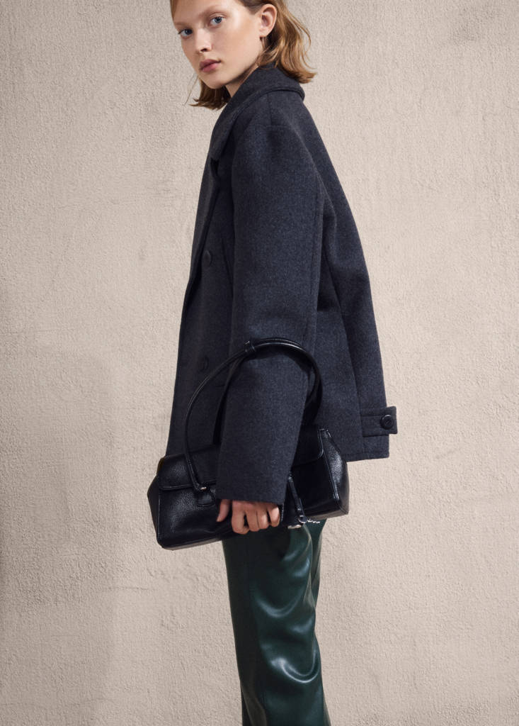 Faux-leather flared trousers — Green