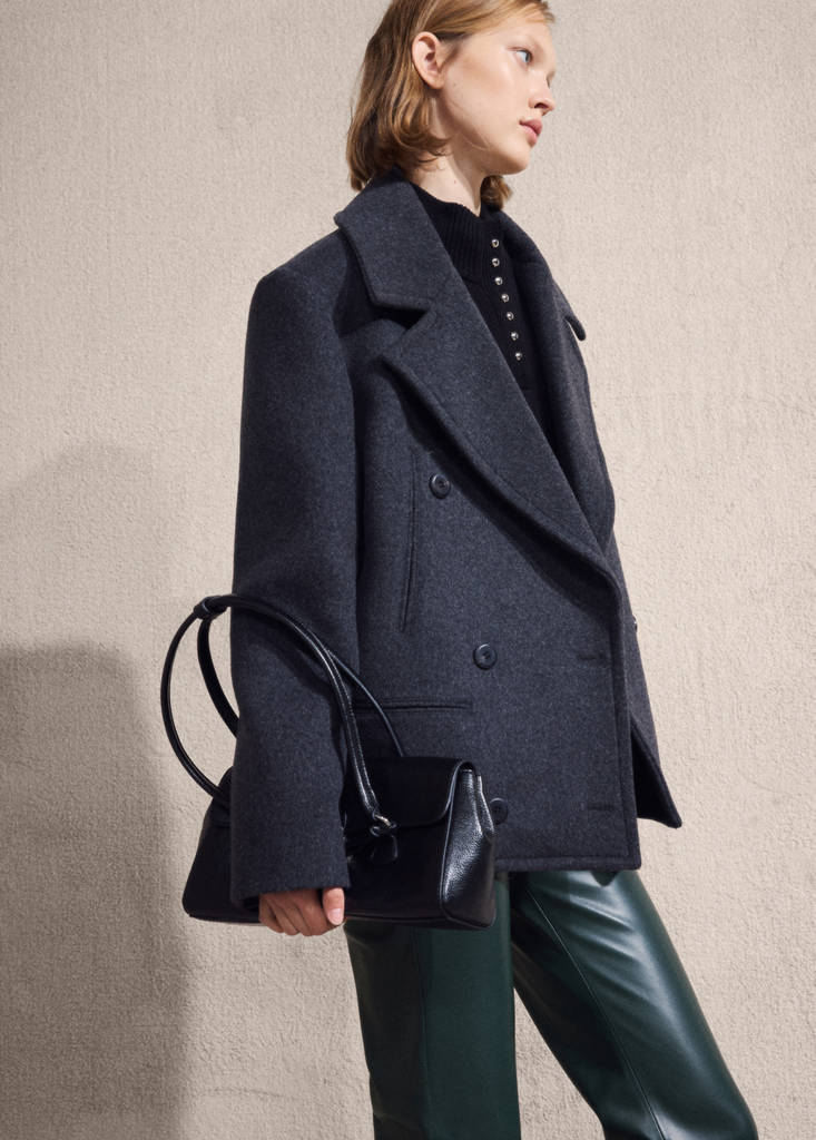 Faux-leather flared trousers — Green