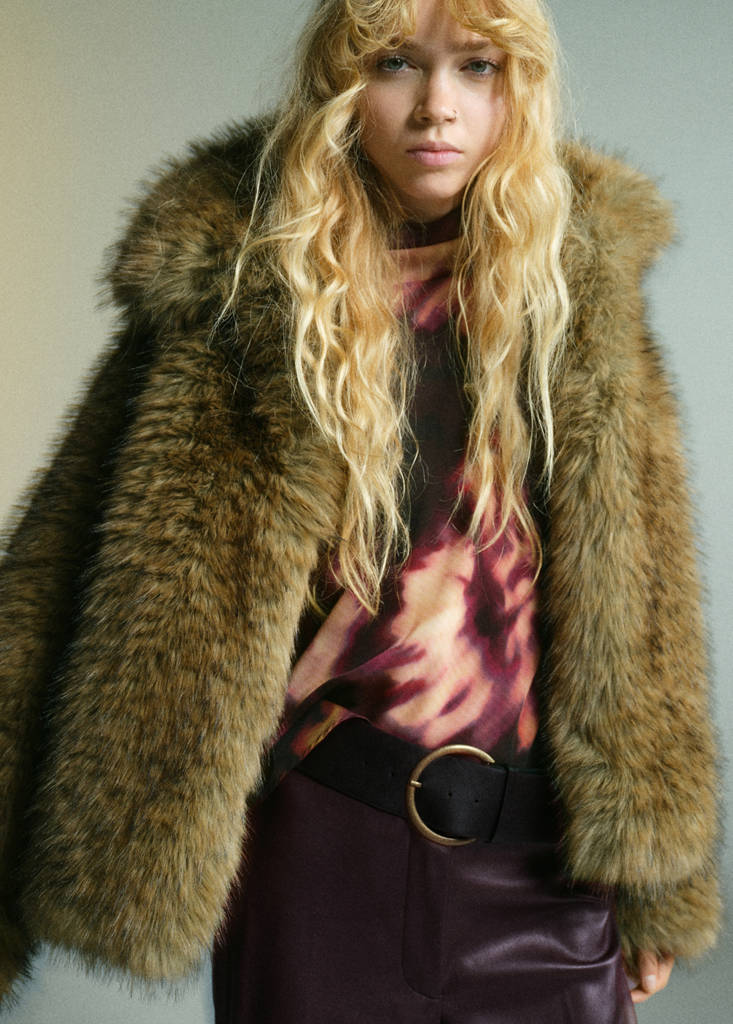 Faux-leather flared trousers — Wine