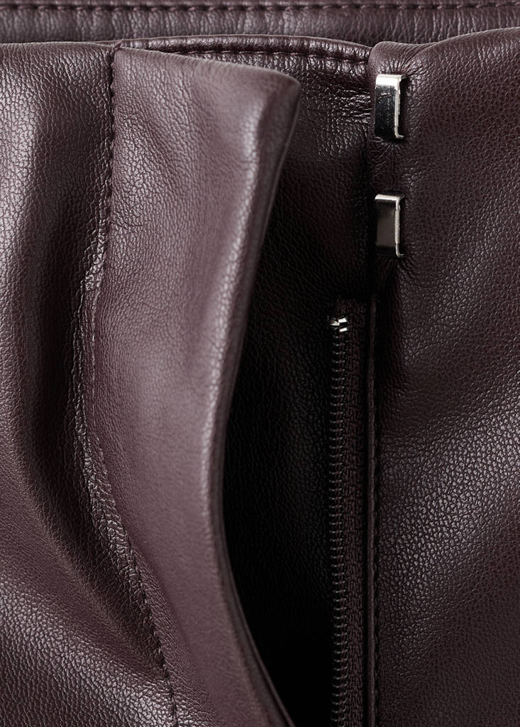 Faux-leather flared trousers — Wine