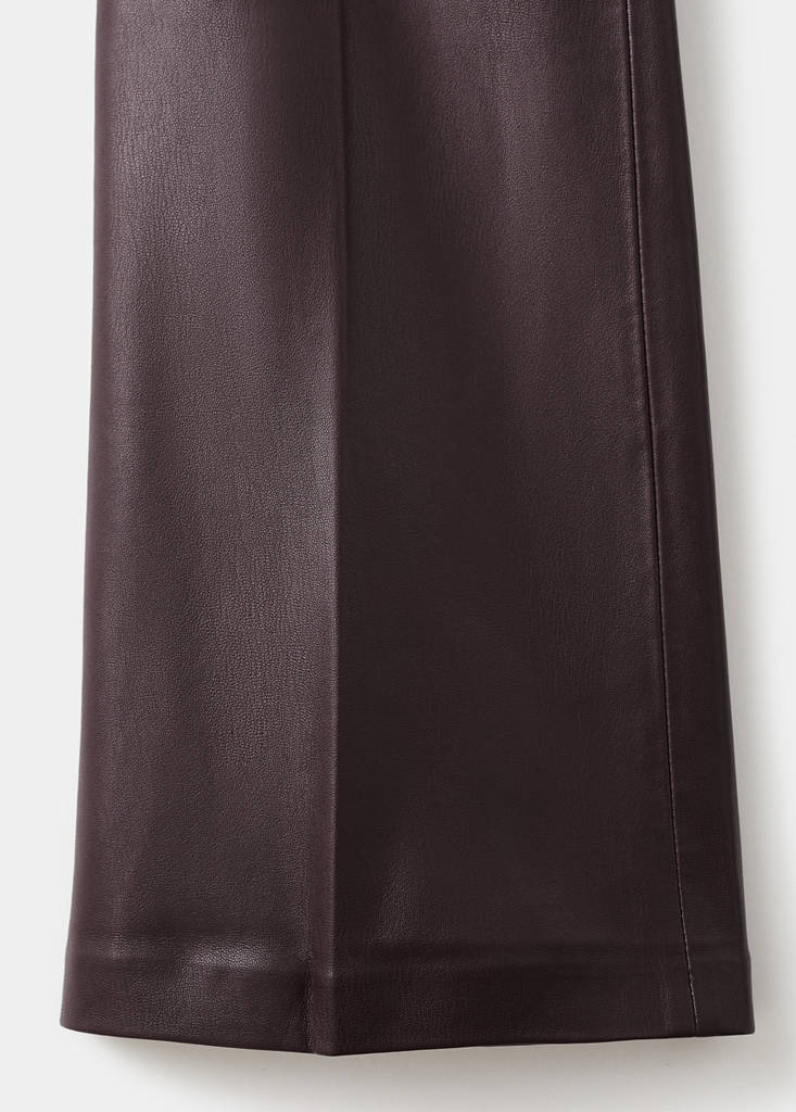 Faux-leather flared trousers — Wine