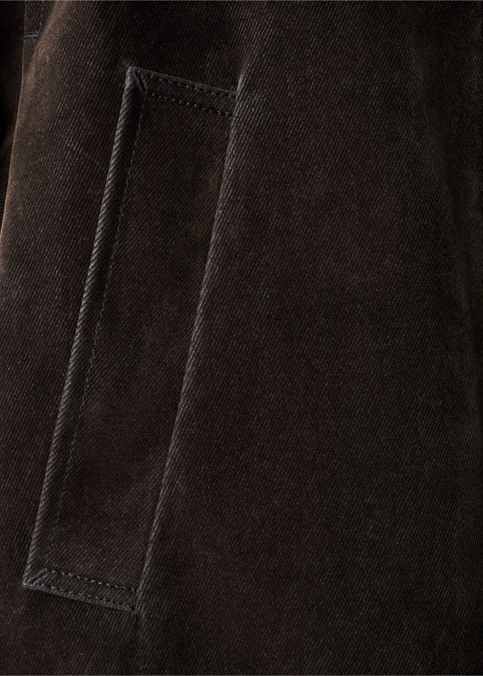 Velvet finish parka with faux-fur collar - Details of the article 0, Chocolate. Ref: 17097804-00.