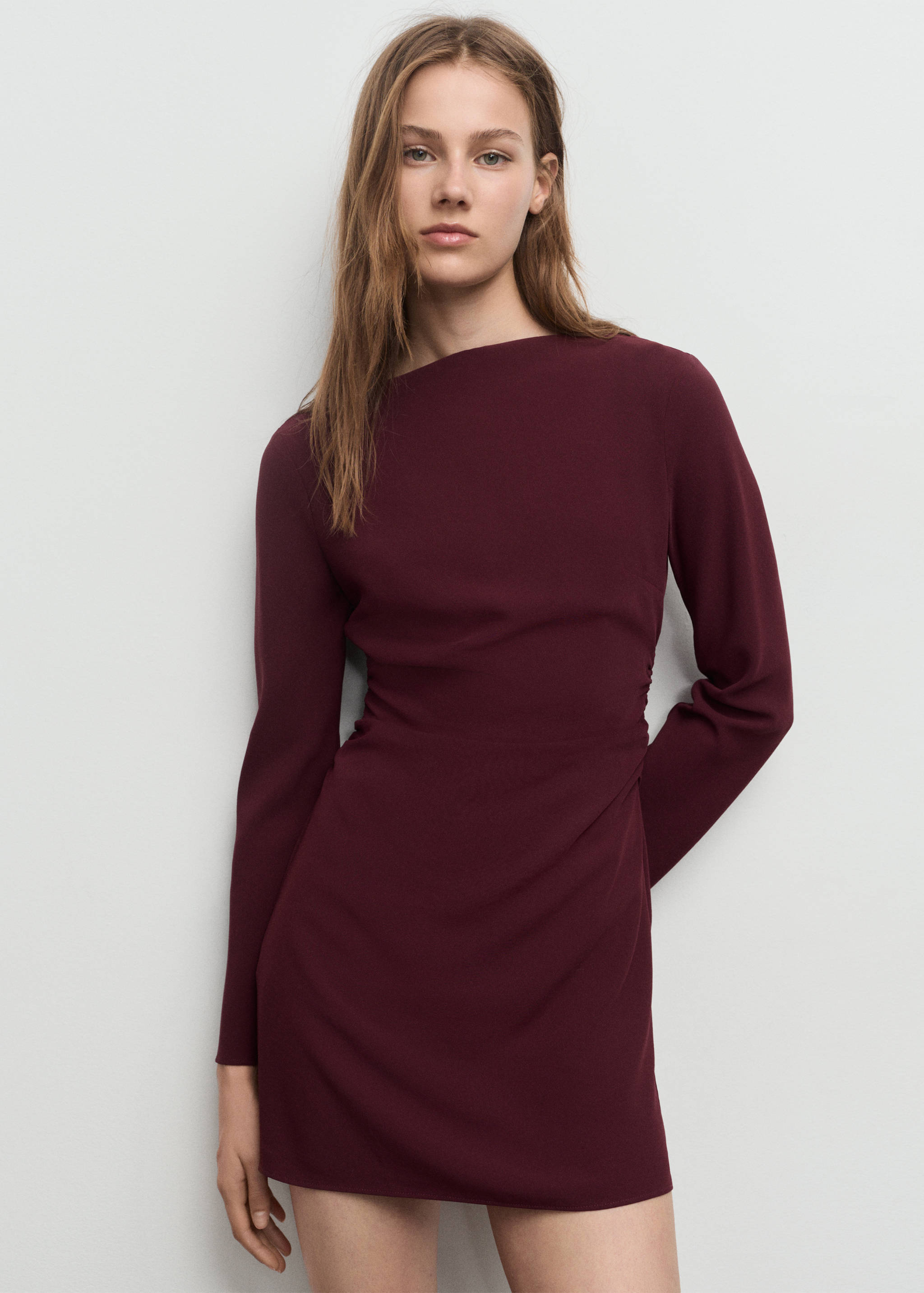 Boat-neck ruched dress - Medium plane
