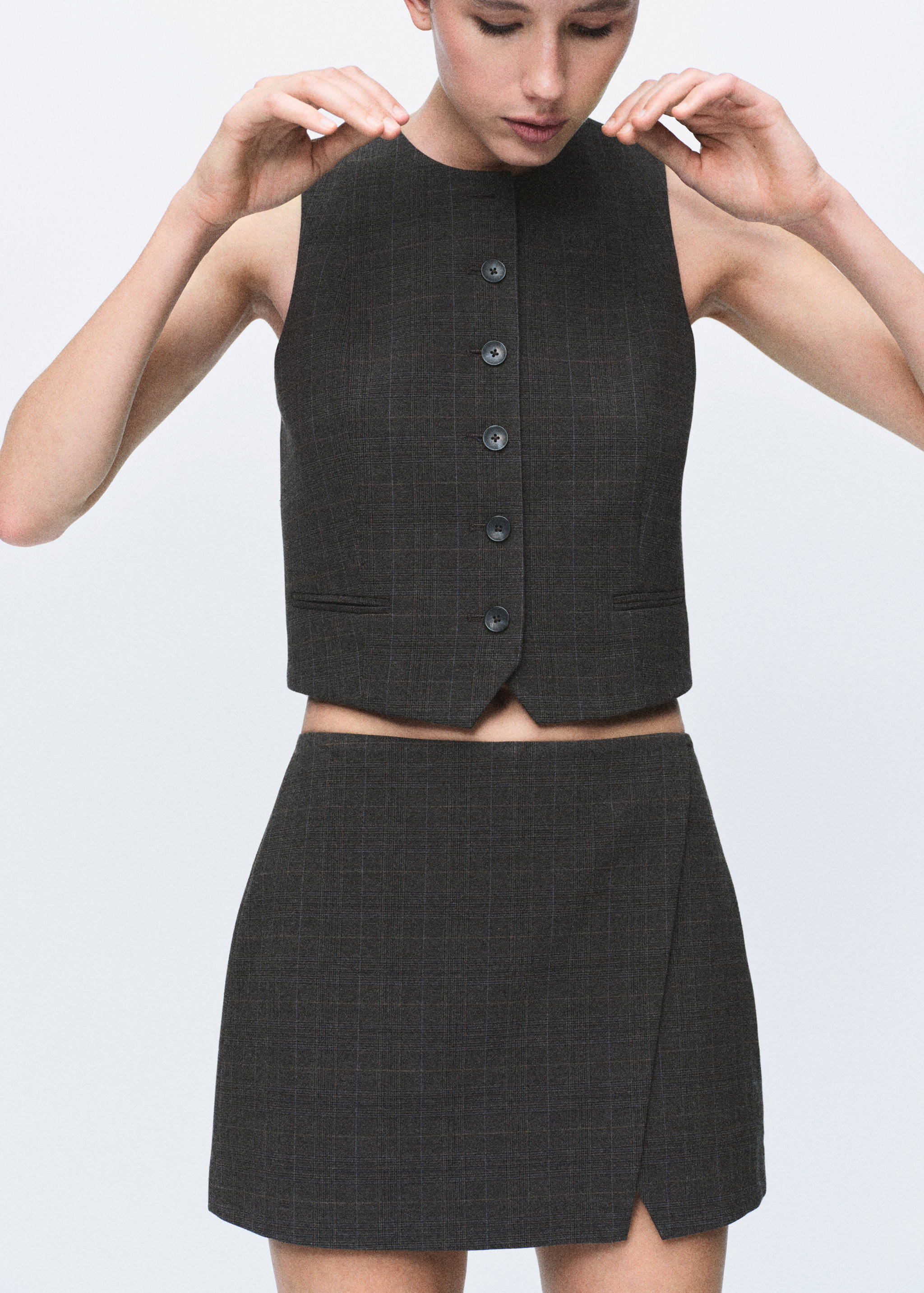 Jupe portefeuille à carreaux - Plan moyen