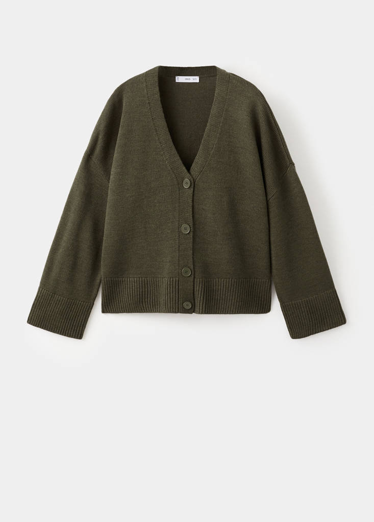 Oversized V-neck cardigan — Khaki