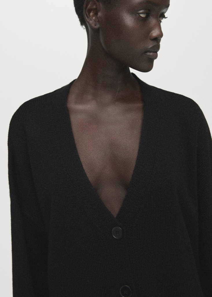 Oversized V-neck cardigan — Black