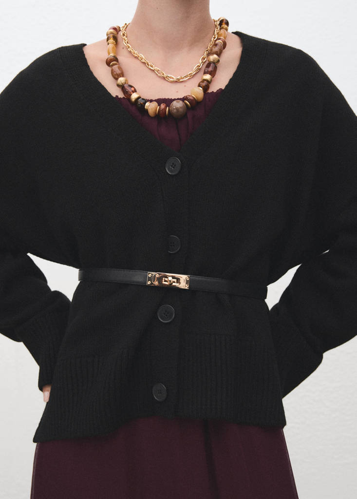 Oversized V-neck cardigan — Black
