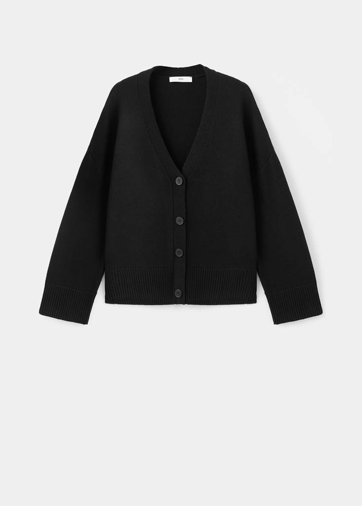 Oversized V-neck cardigan — Black