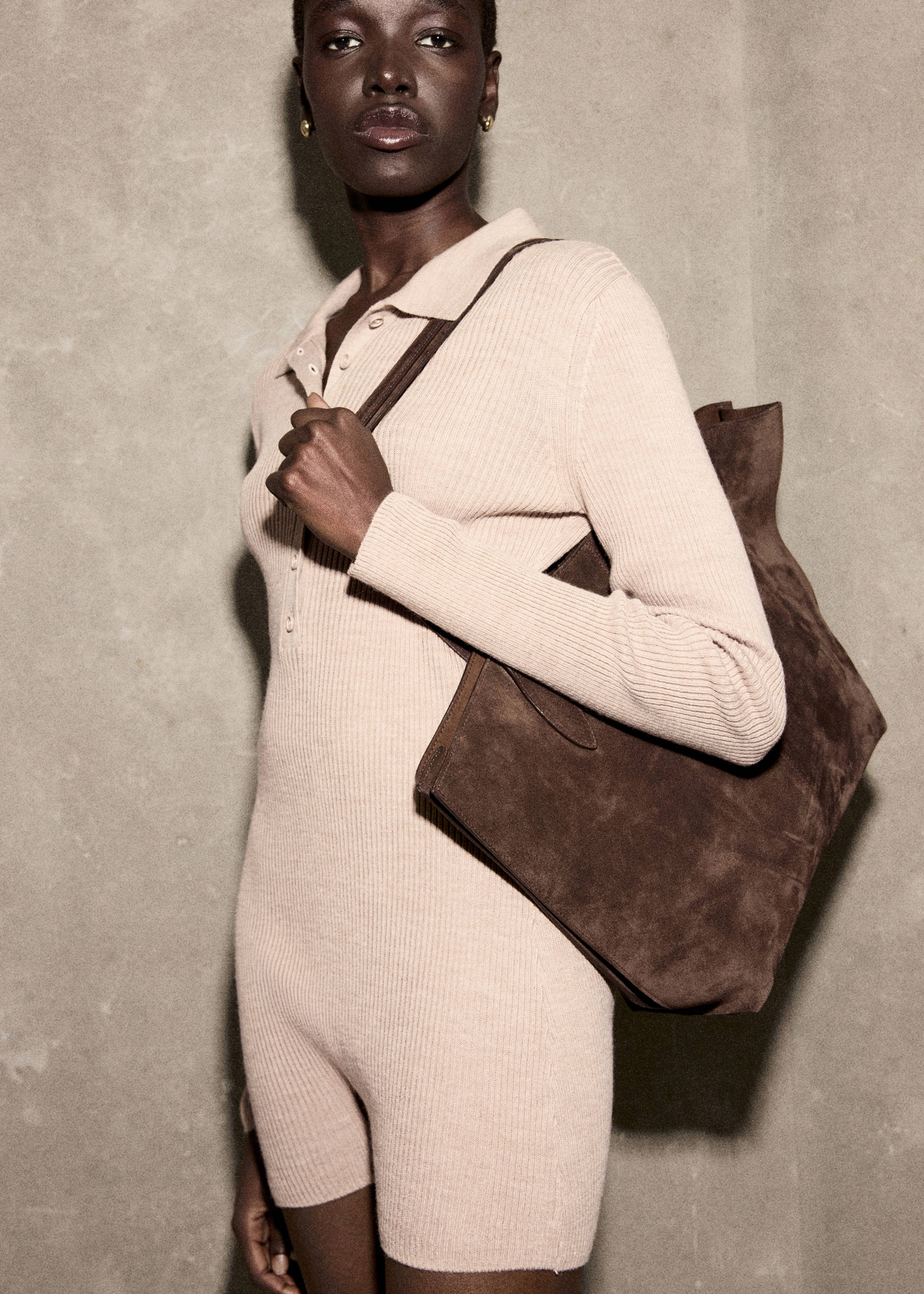 Ribbed knitted polo-neck playsuit - Medium plane