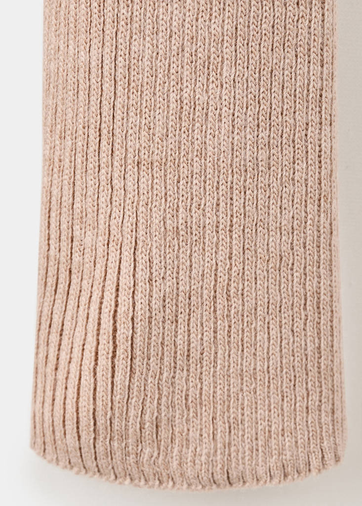 Ribbed knitted polo-neck playsuit — Medium Brown