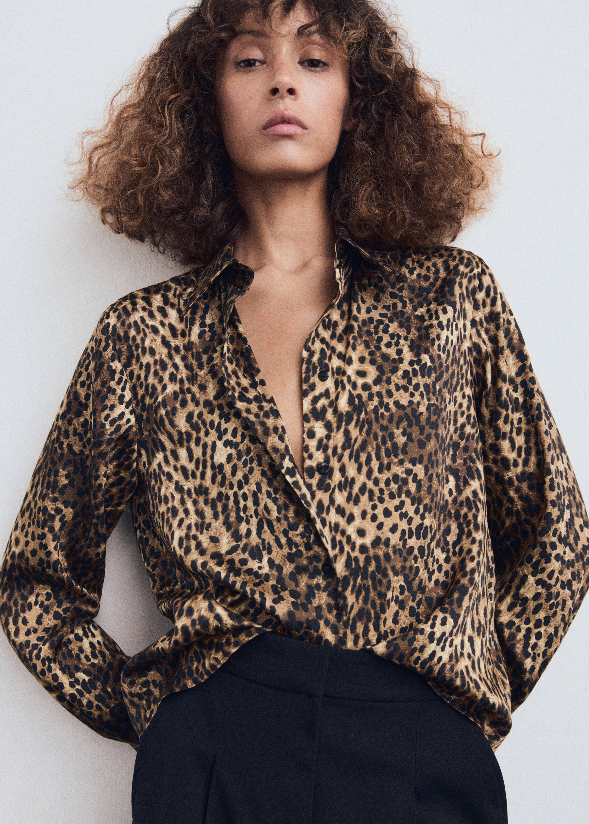 Leopard-print satin shirt - Details of the article 1