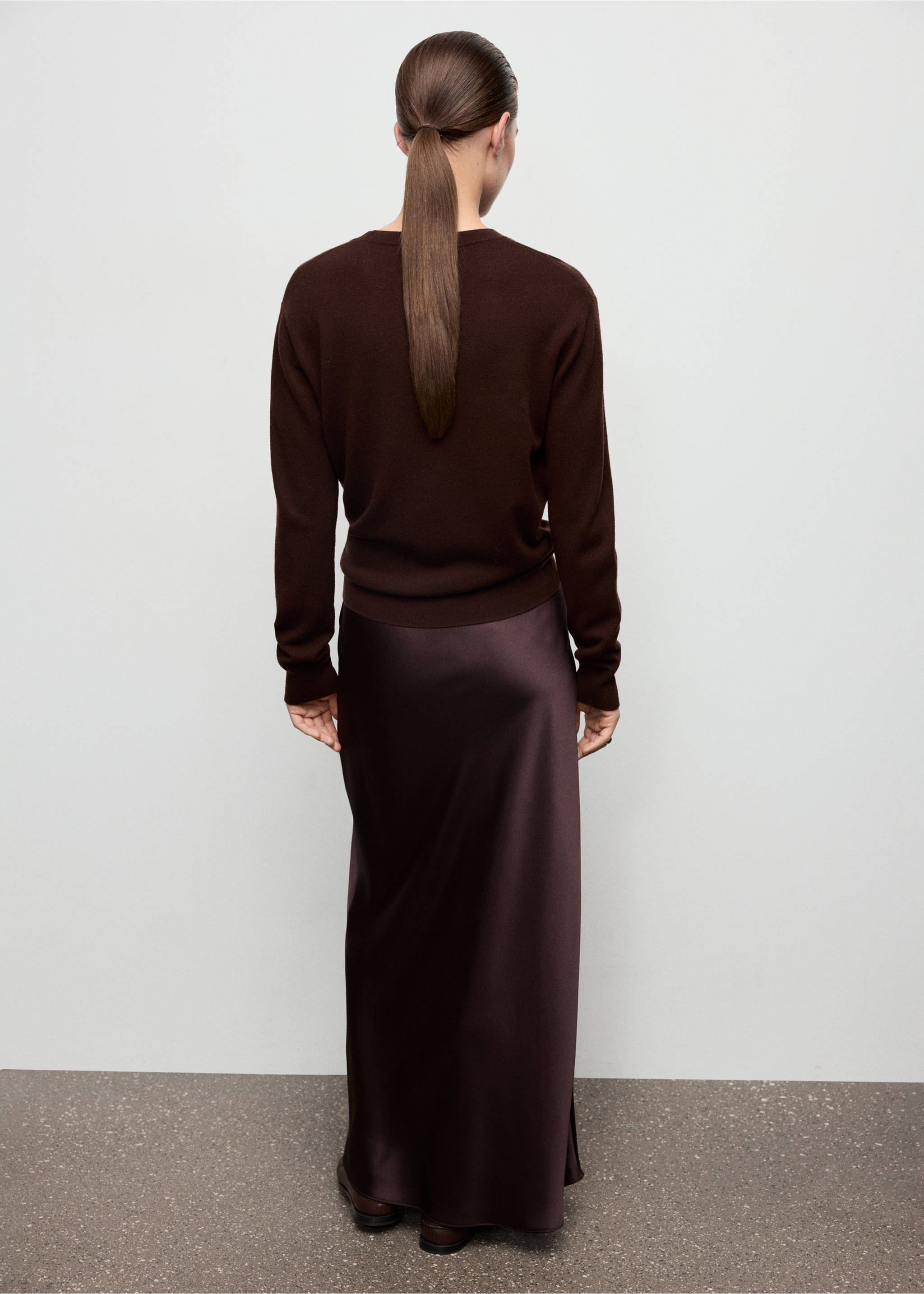 Satin long skirt - Reverse of the article, Plum. Ref: 17097817-00.