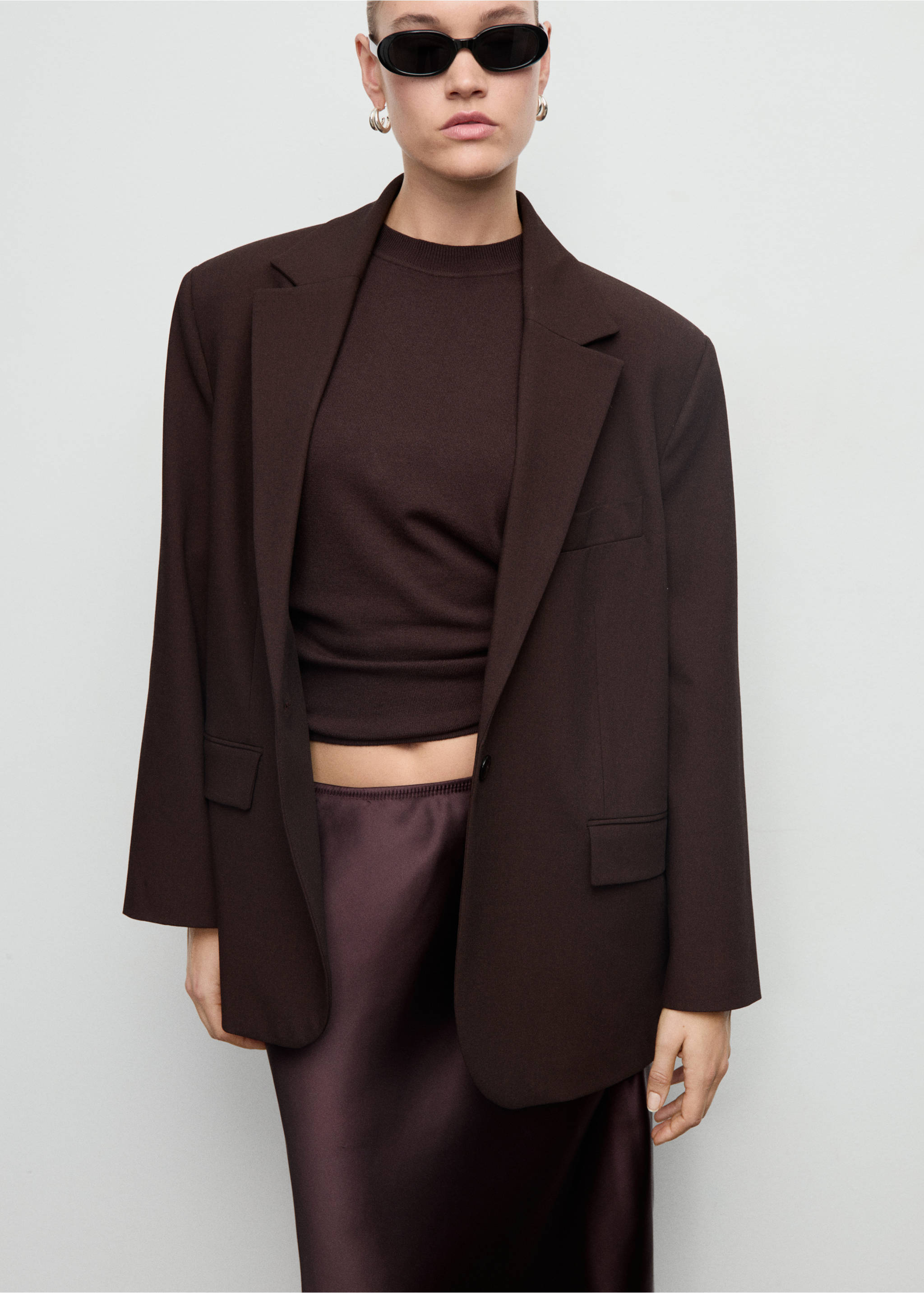 Satin long skirt - Details of the article 5, Plum. Ref: 17097817-00.