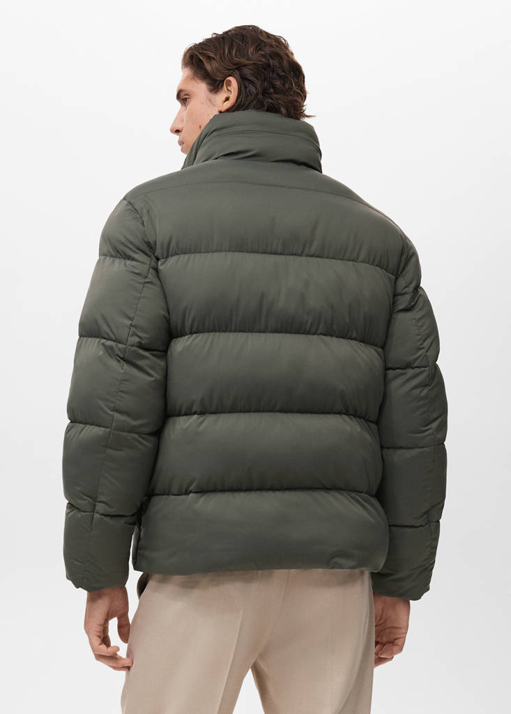 Short water-repellent puffer jacket — Dark Green