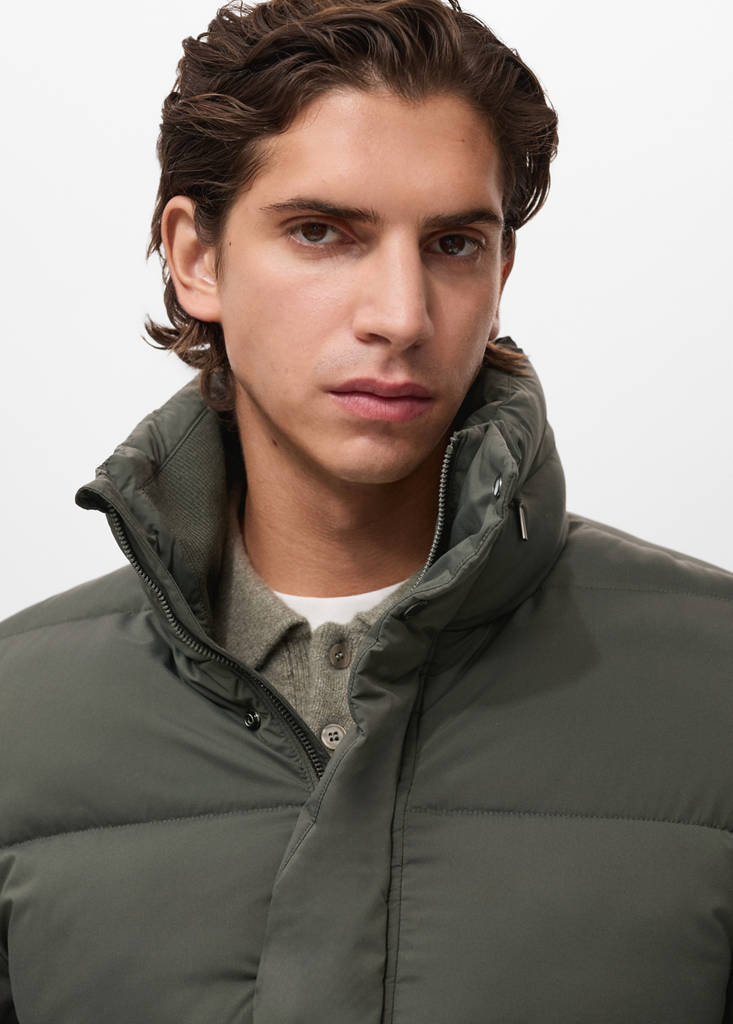 Short water-repellent puffer jacket — Dark Green