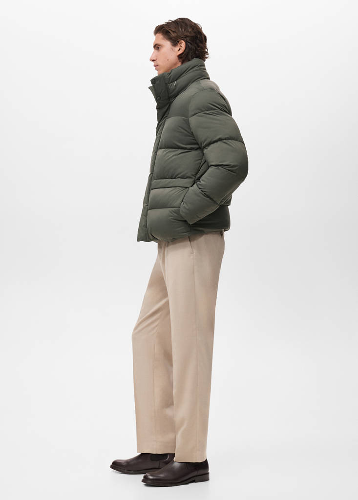Short water-repellent puffer jacket — Dark Green