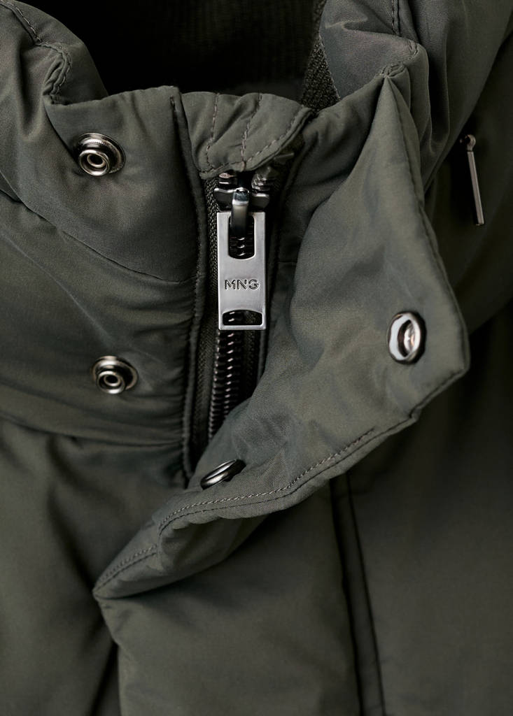 Short water-repellent puffer jacket — Dark Green