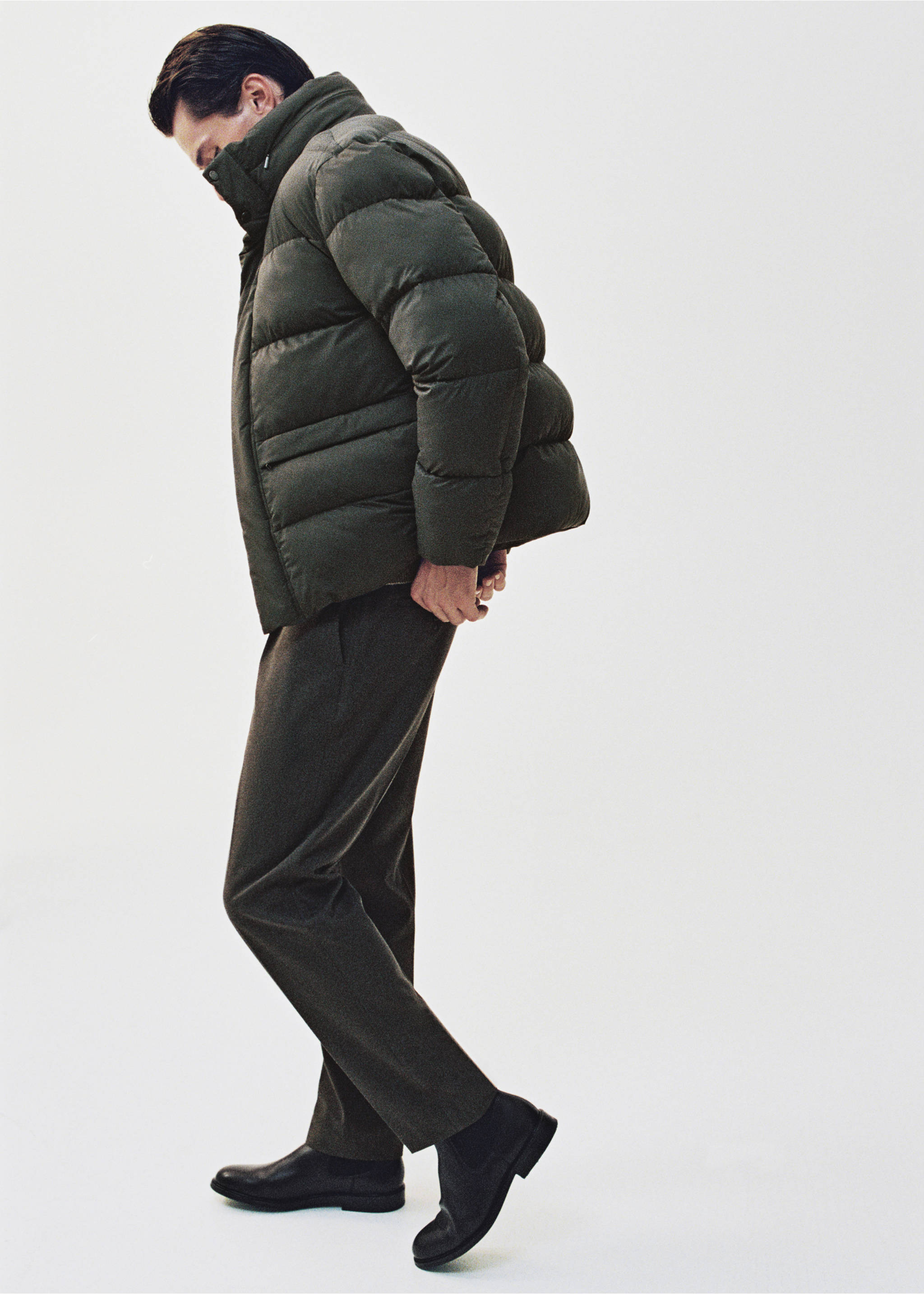 Anorak court matelassé déperlant - Détail de l'article 3, Vert foncé. Ref: 17097883-00.