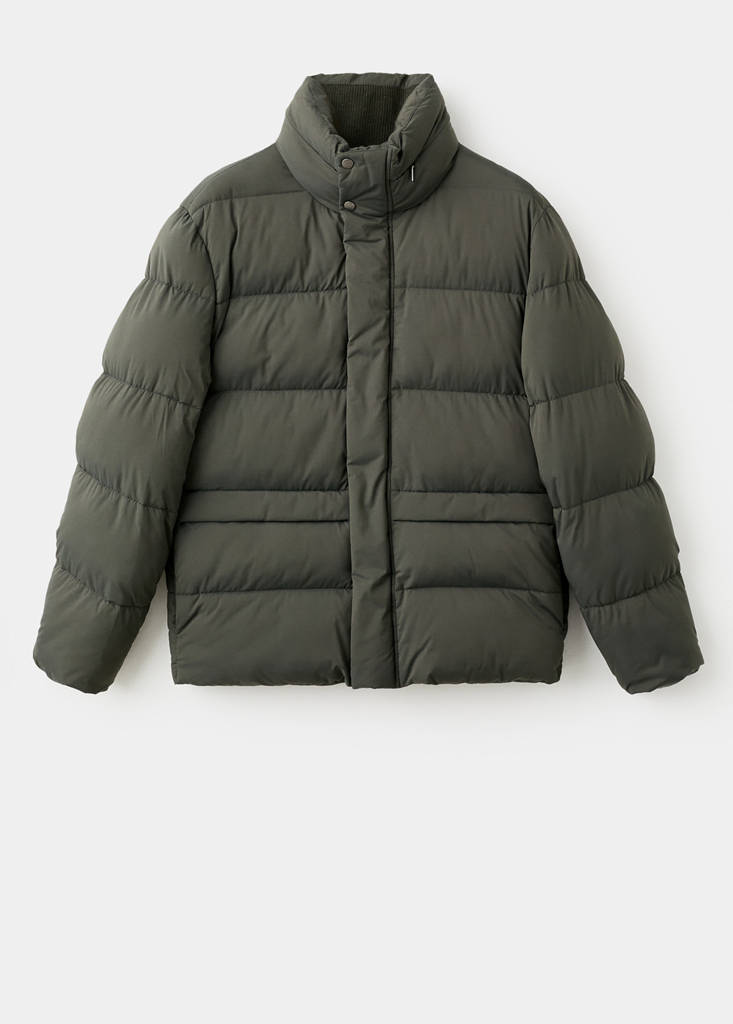 Short water-repellent puffer jacket — Dark Green
