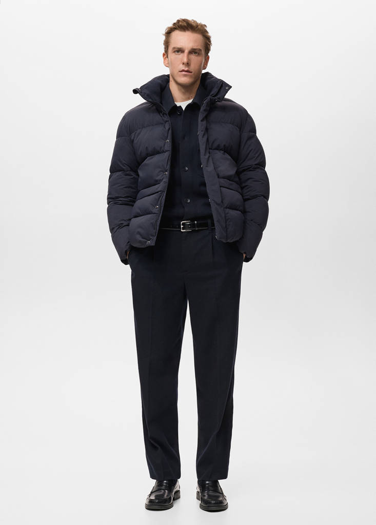 Short water-repellent puffer jacket — Navy
