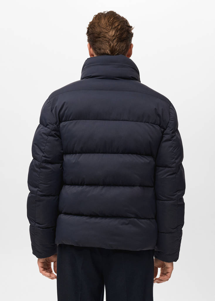 Short water-repellent puffer jacket — Navy