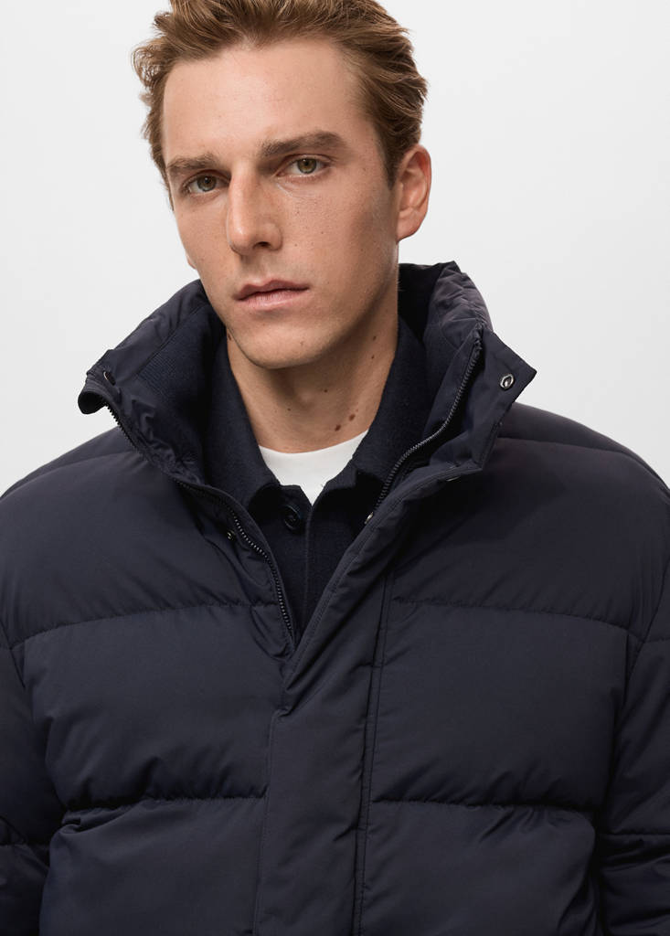Short water-repellent puffer jacket — Navy
