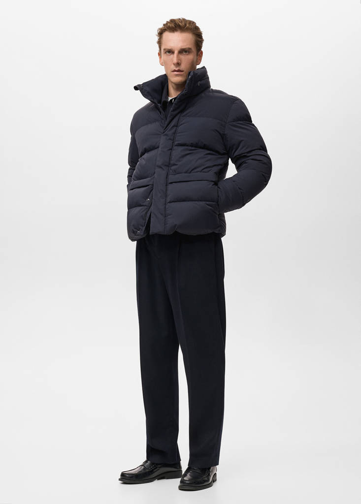 Short water-repellent puffer jacket — Navy