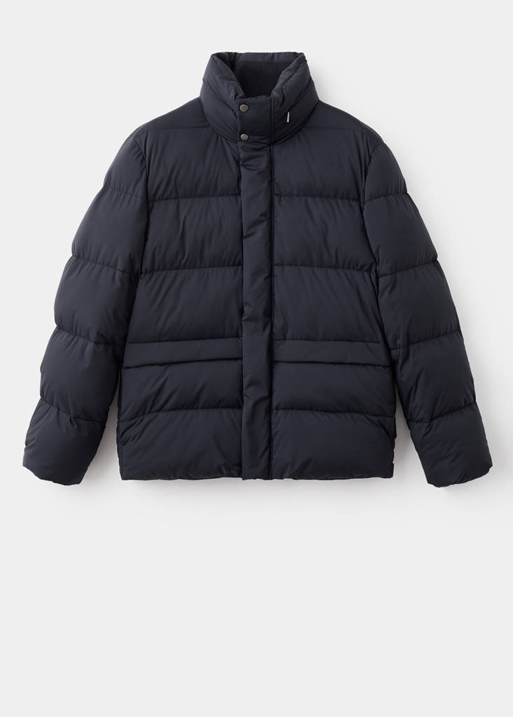 Short water-repellent puffer jacket — Navy
