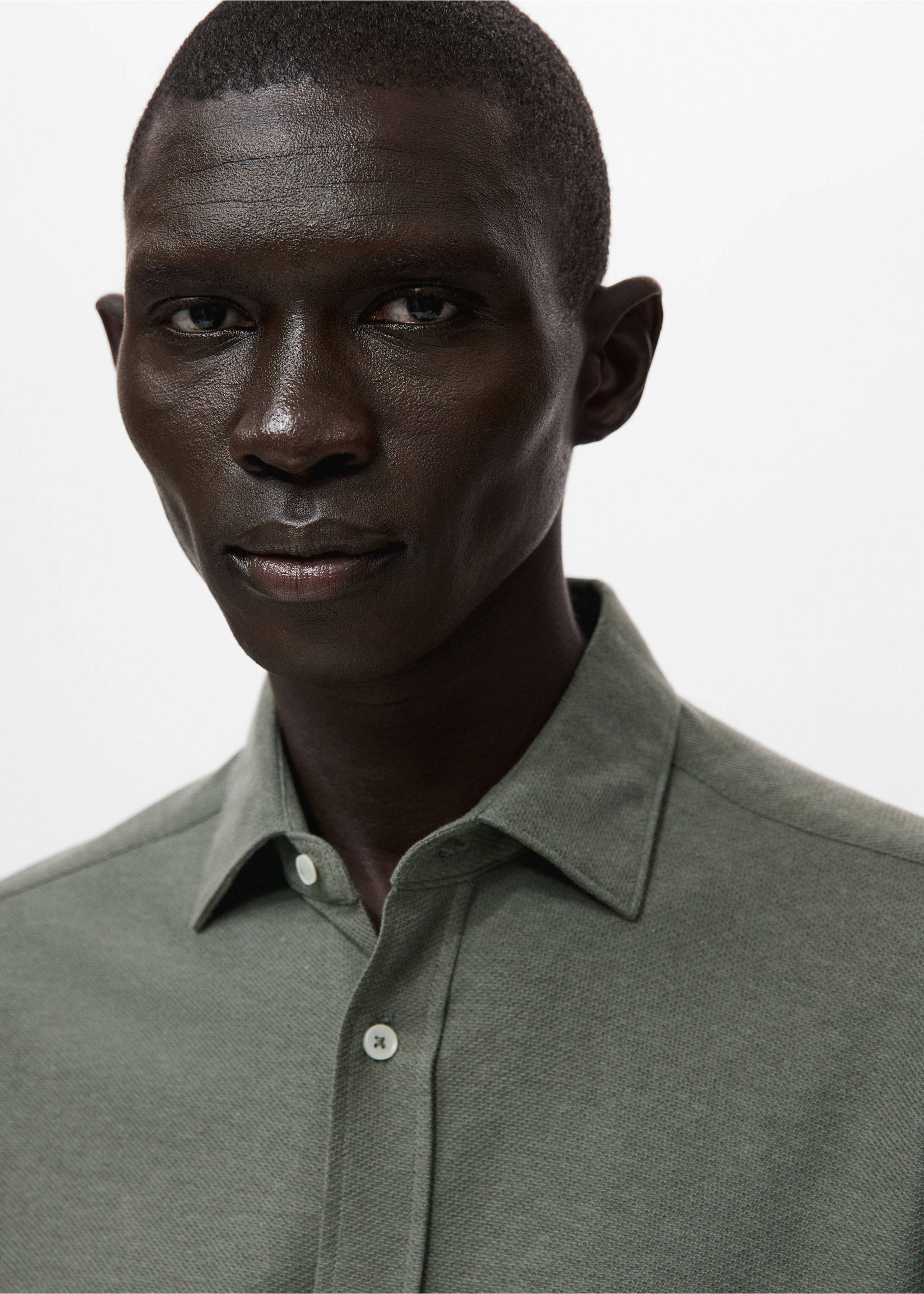 Рубашка приталенного кроя из 100% хлопка - Деталь изделия 1, Зеленый. Ref: 17097885-00.