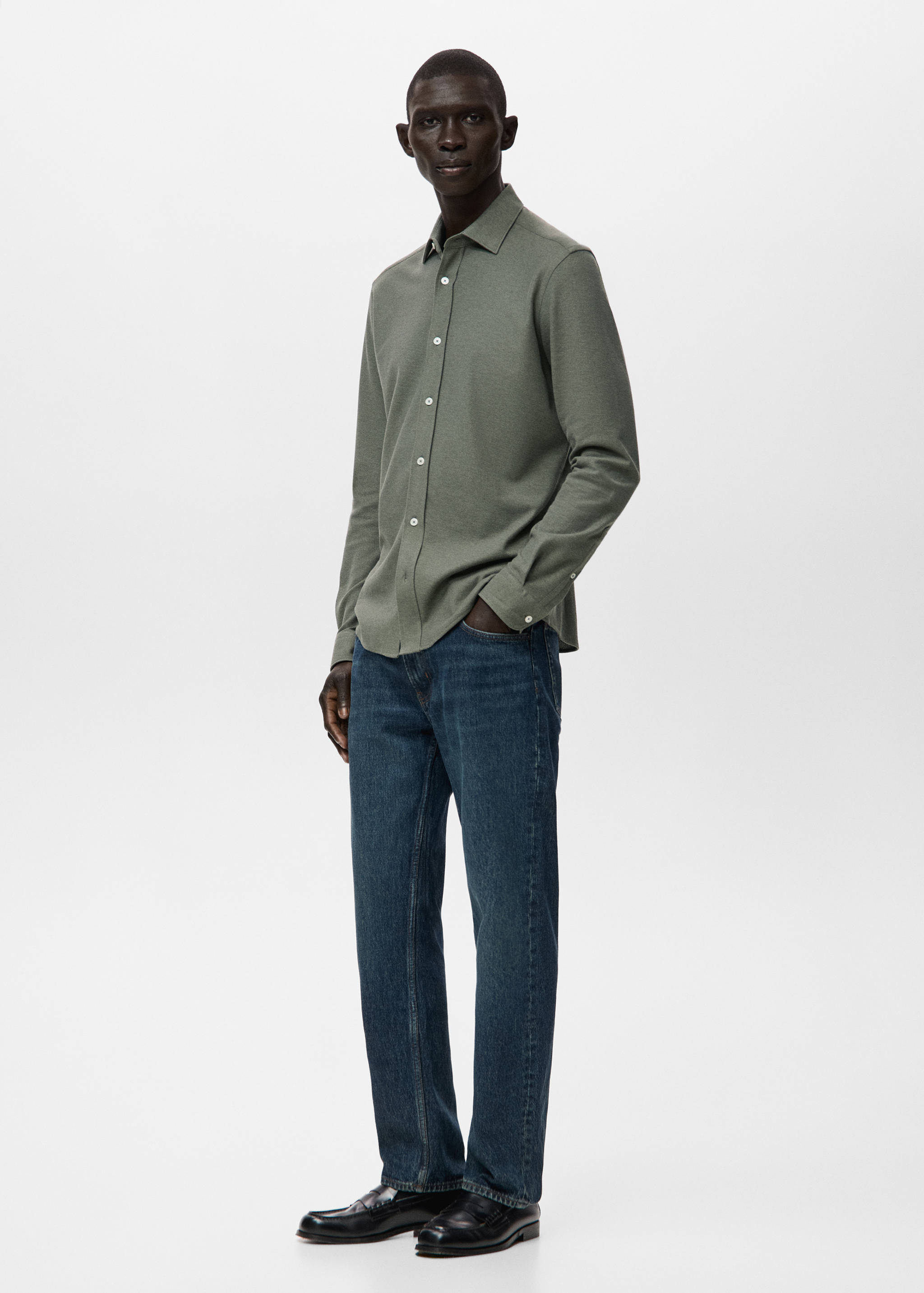 100%棉质修身衬衫 - null