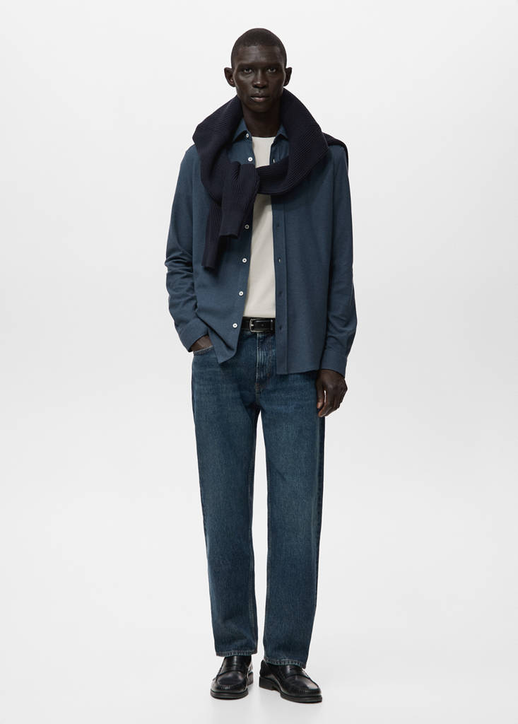 MANGO MAN - Chemise 100 % coton slim-fit bleu - L