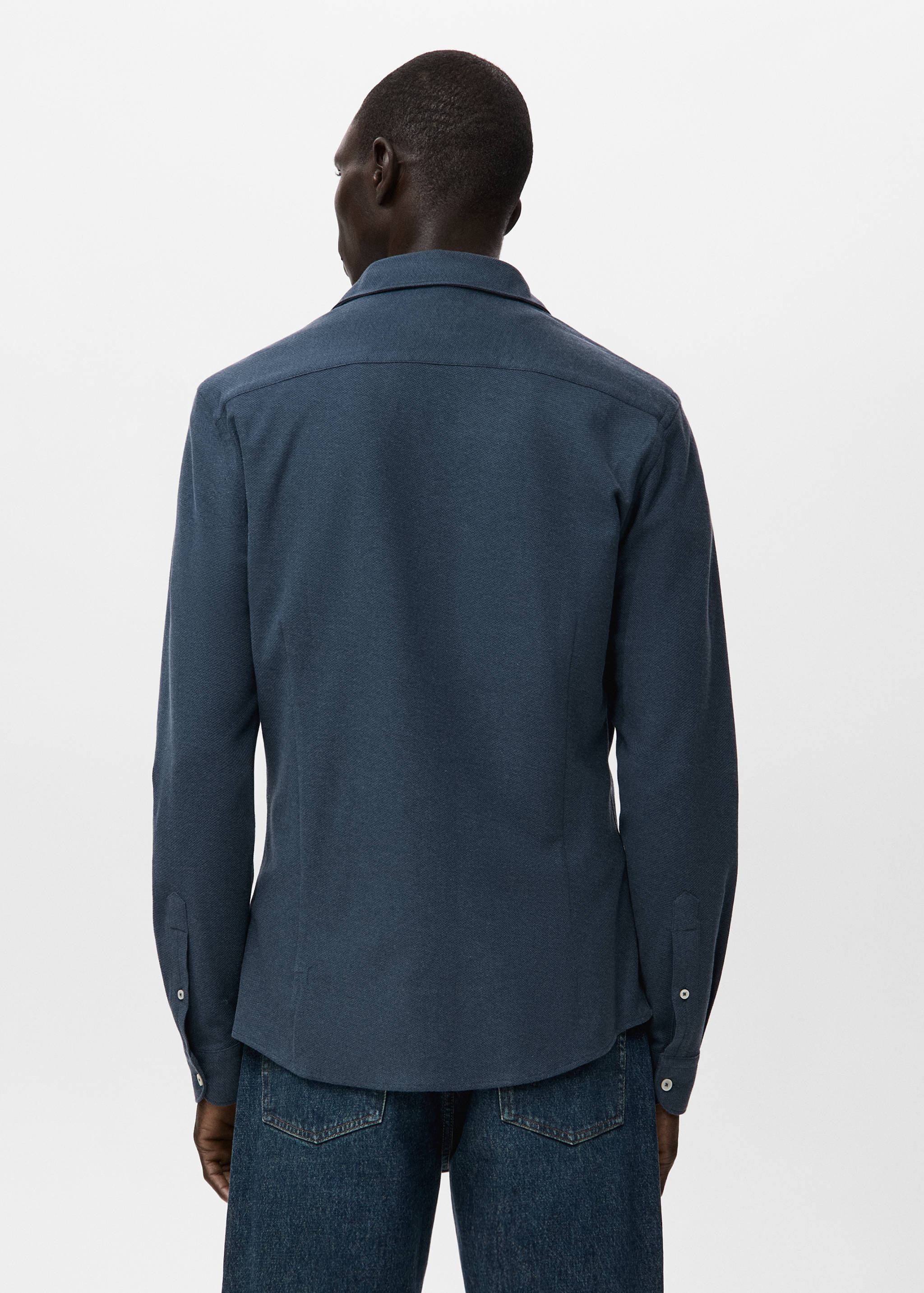 Рубашка приталенного кроя из 100% хлопка - Обратная сторона изделия