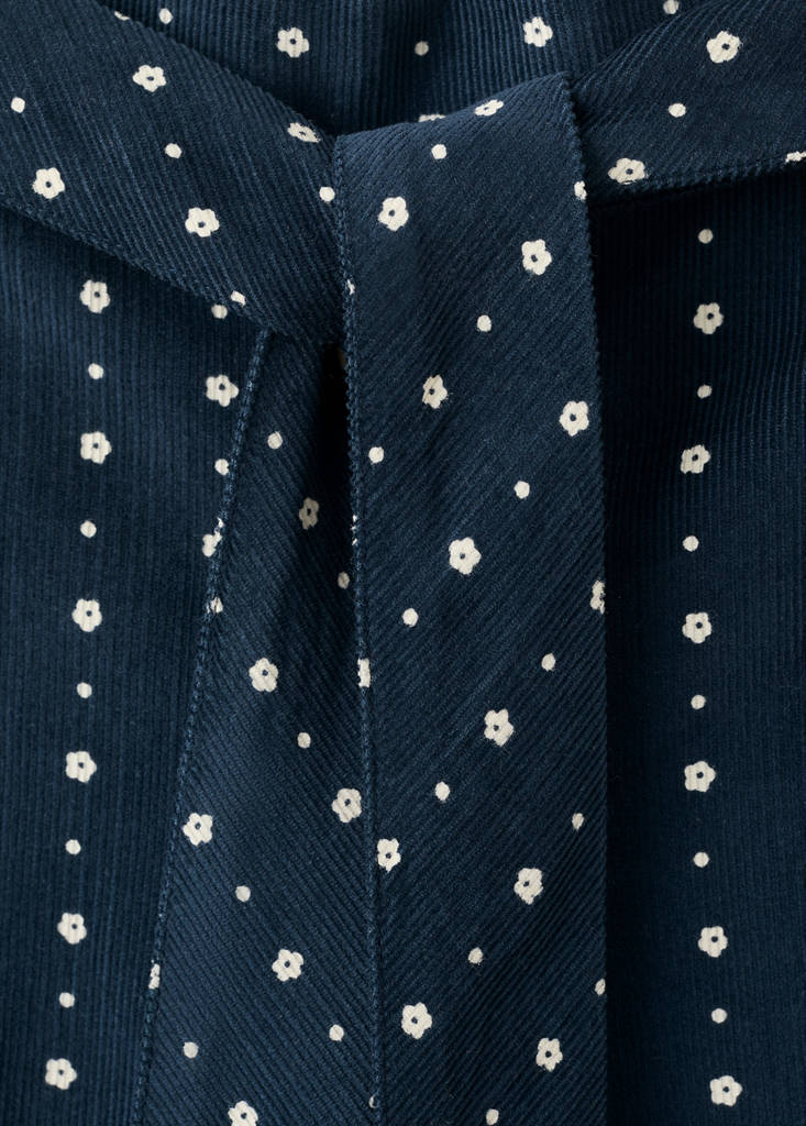 Floral micro-corduroy trousers — Navy