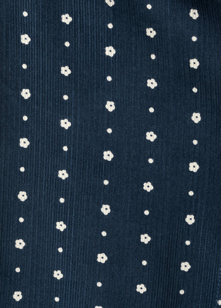 Floral micro-corduroy trousers — Navy