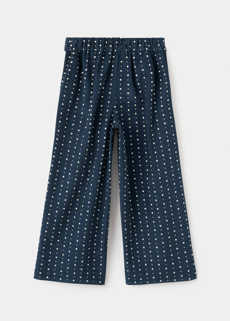 Floral micro-corduroy trousers — Navy