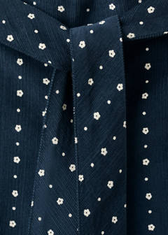 Floral micro-corduroy trousers — Navy 8
