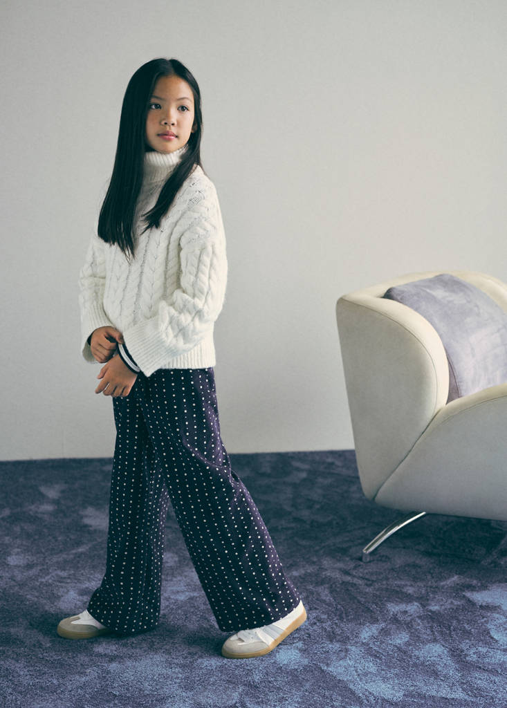 Floral micro-corduroy trousers — Navy