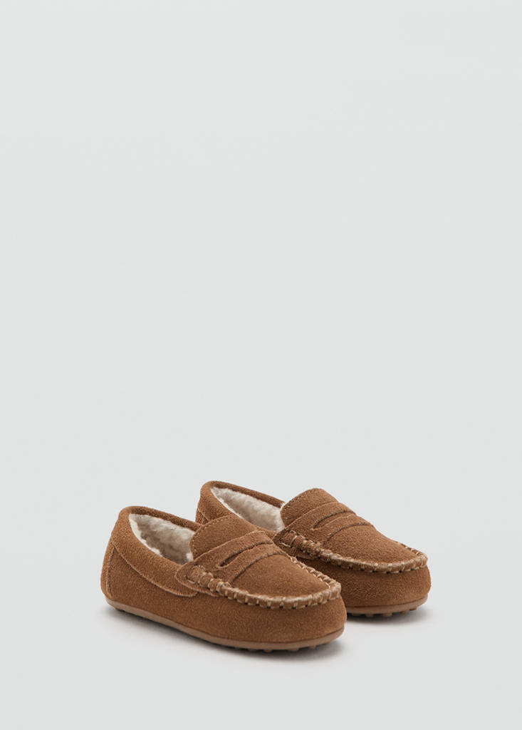 Leather moccasins with fur lining — Sand