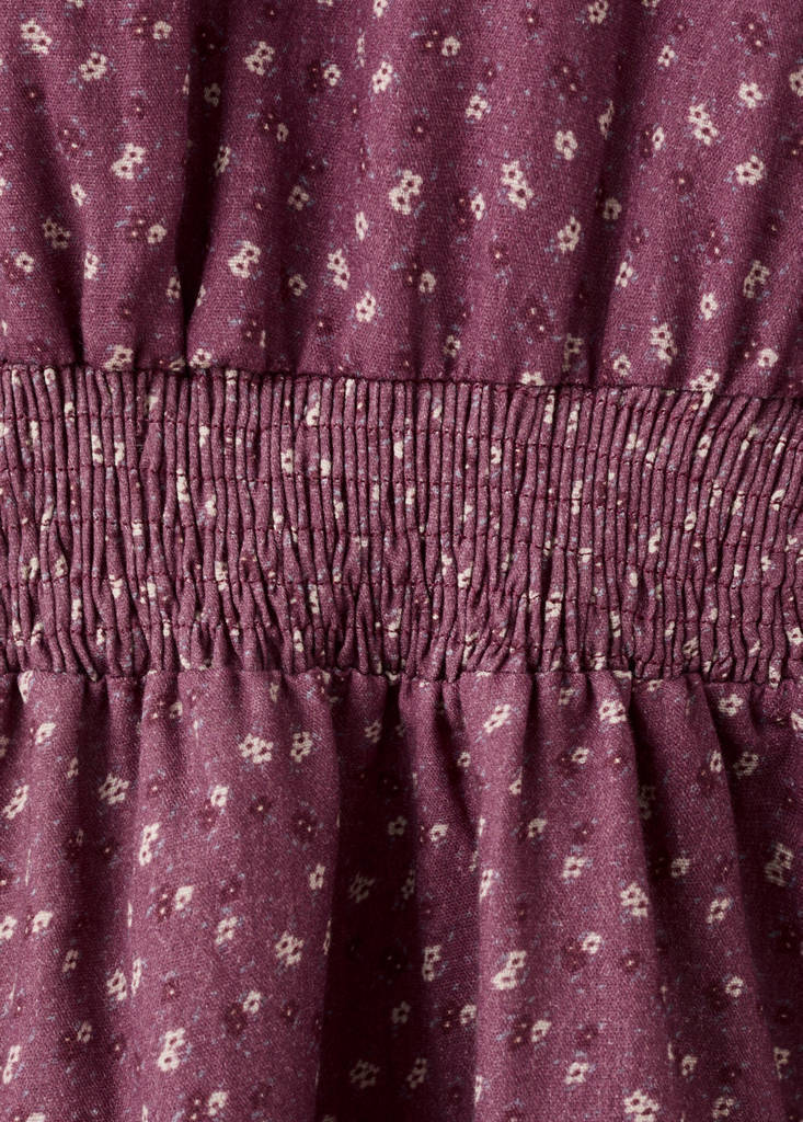 Ruched floral dress — Maroon