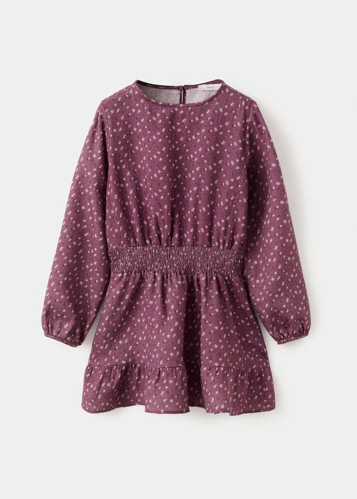 Ruched floral dress — Maroon
