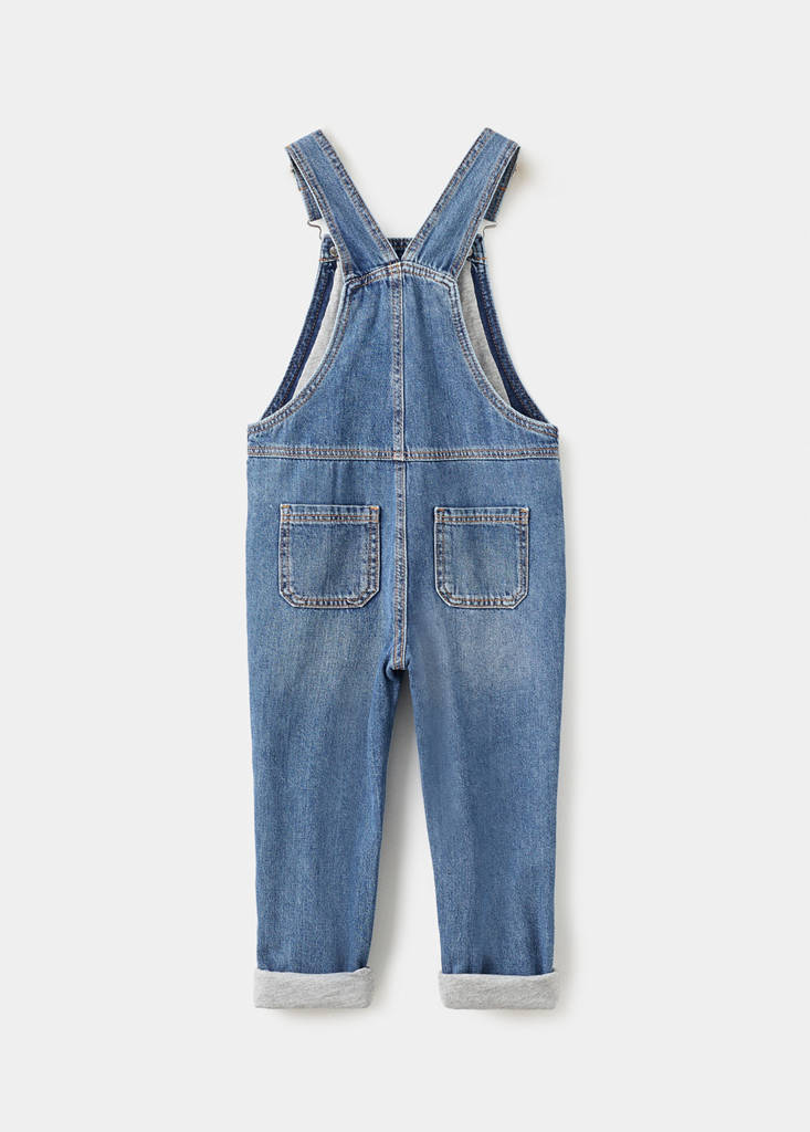 Cotton-lined denim dungarees - thumbnail 2