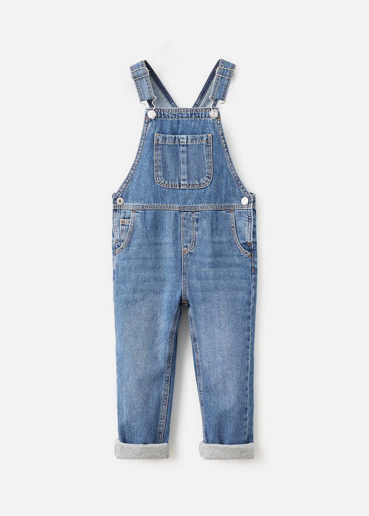 Cotton-lined denim dungarees — Medium Blue