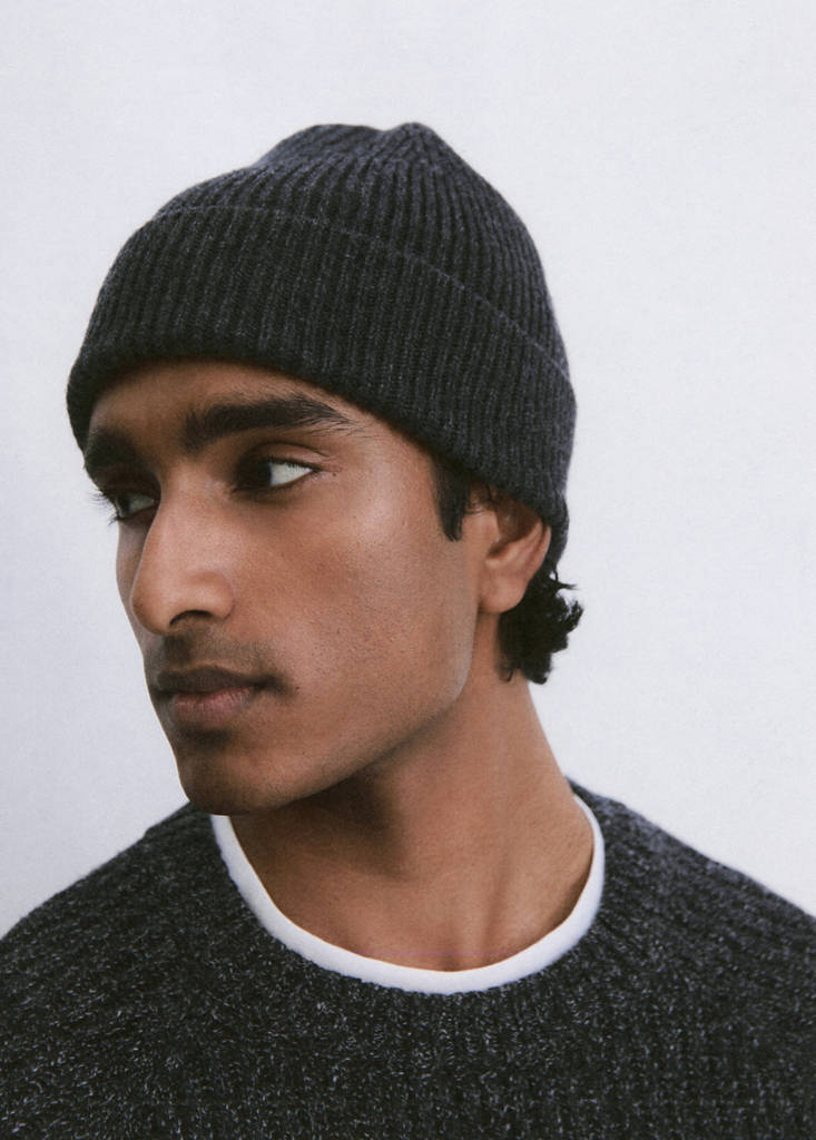 Ribbed wool hat — Dark Heather Grey