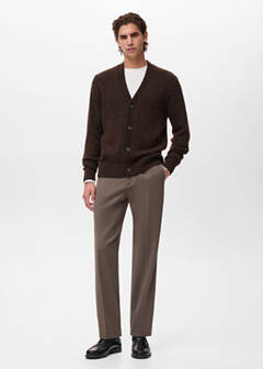 Knitted wool blend cardigan — Brown 2