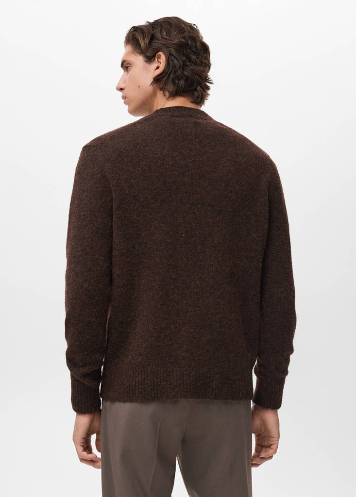Knitted wool blend cardigan — Brown