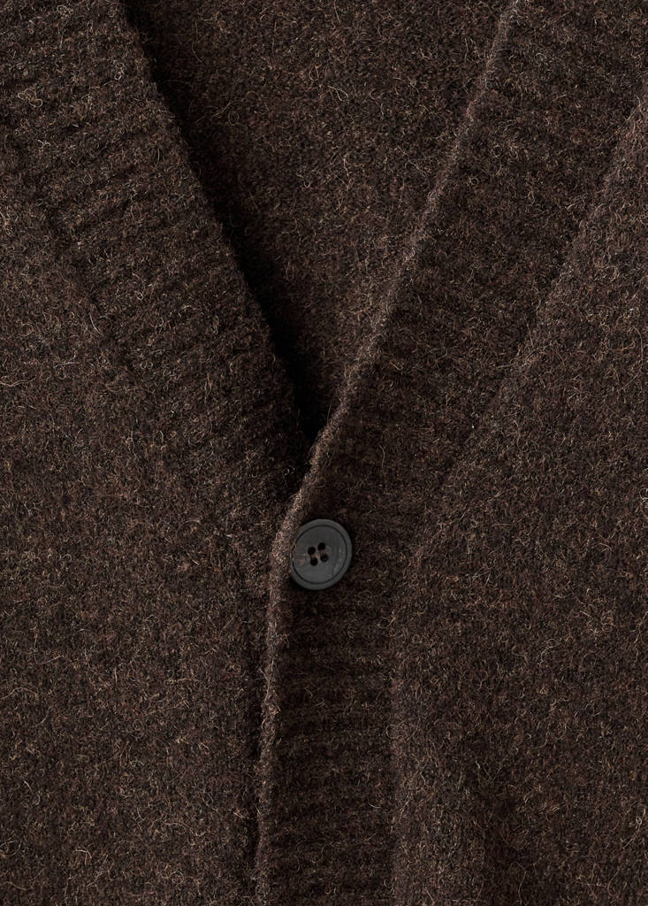 Knitted wool blend cardigan — Brown